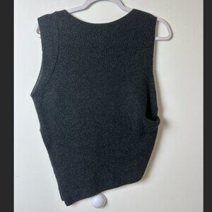 Zara Dark Gray Asymmetrical Cropped Sweater Knit Tank Top with Side Slit - M